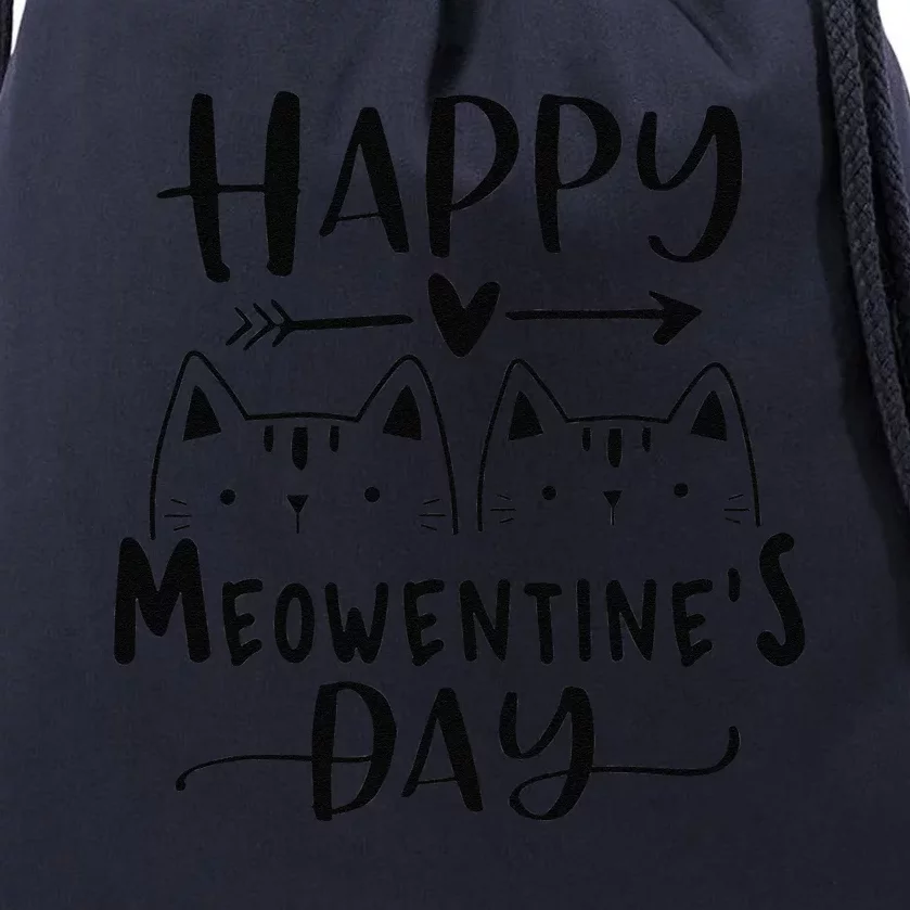 Happy Meowentine's Day Funny Valentine's Day Cat Lover Gift Drawstring Bag