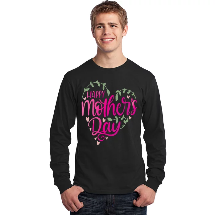 Happy Mother's Day Heart Flower Long Sleeve Shirt