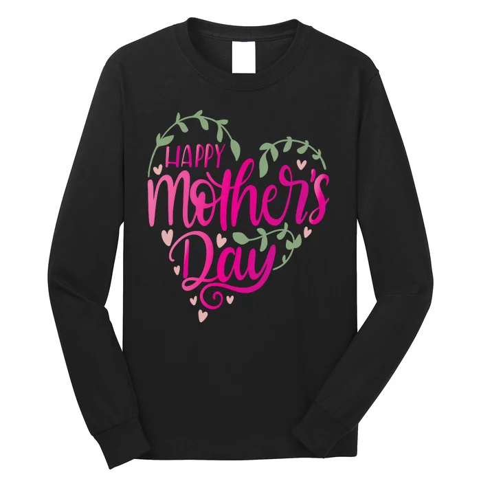 Happy Mother's Day Heart Flower Long Sleeve Shirt