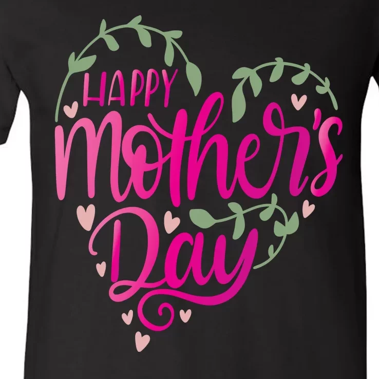 Happy Mother's Day Heart Flower V-Neck T-Shirt