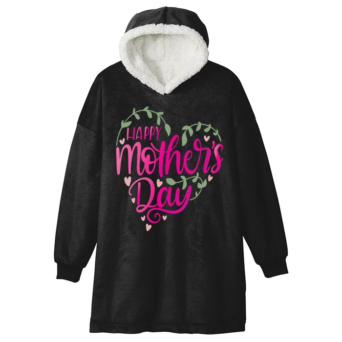 Happy Mother's Day Heart Flower Hooded Wearable Blanket