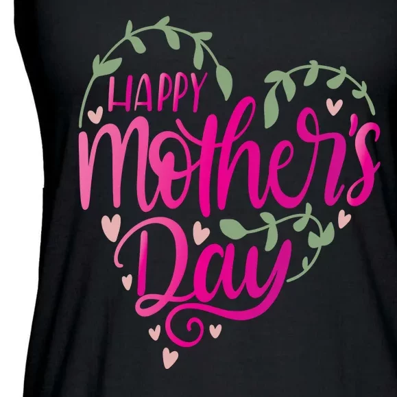 Happy Mother's Day Heart Flower Ladies Essential Flowy Tank