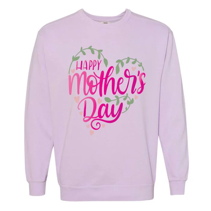 Happy Mother's Day Heart Flower Garment-Dyed Sweatshirt