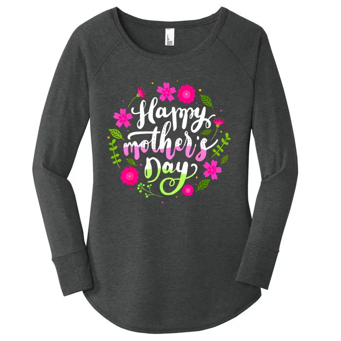 Happy Mother's Day With Floral Mom Mommy Grandma Women's Perfect Tri Tunic Long Sleeve Shirt