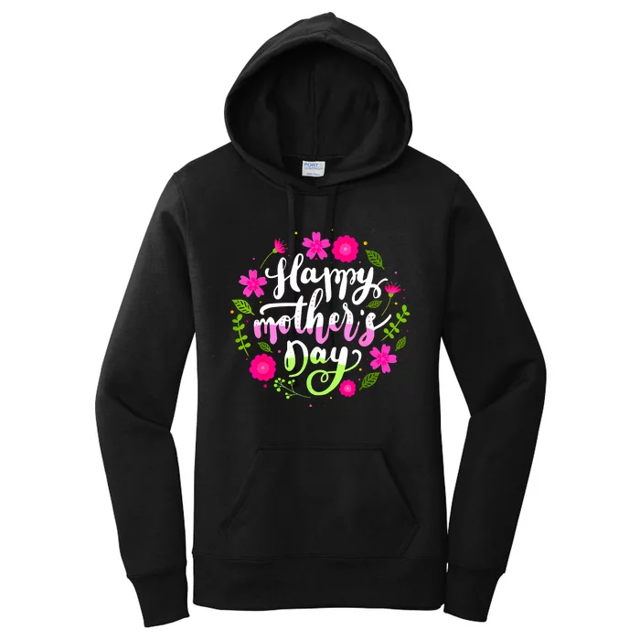 Happy Mother's Day With Floral Mom Mommy Grandma Women's Pullover Hoodie