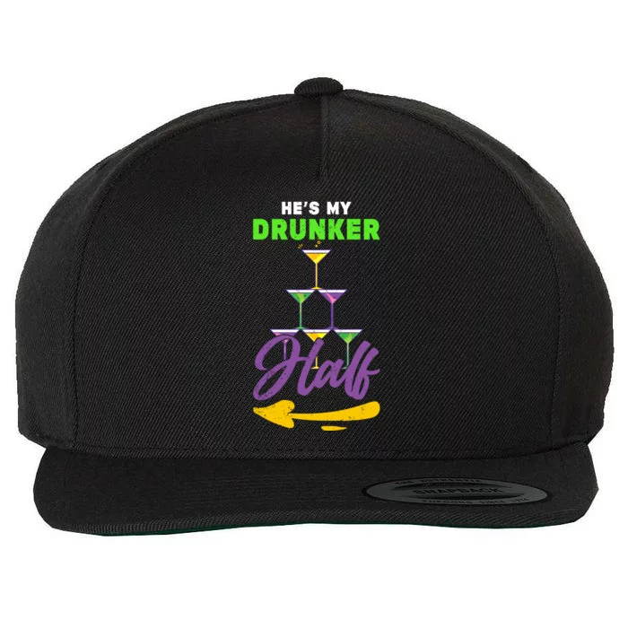 Hes My Drunker Half Funny Masquerade Mardi Gras Gift Wool Snapback Cap