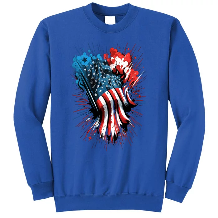 Happy Memorial Day Fireworks American Usa Flag 4th Of July Gift Tall Sweatshirt