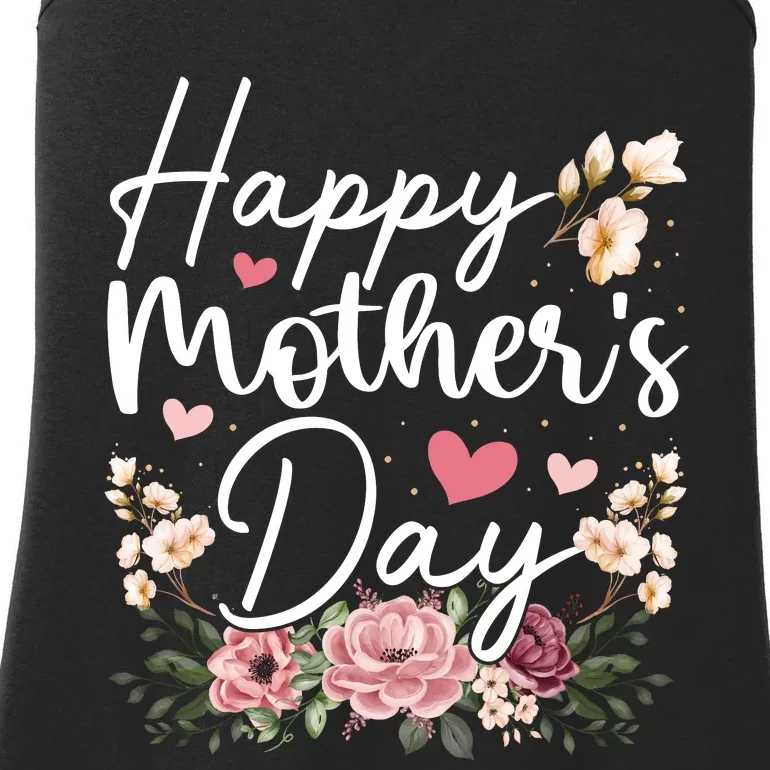 Happy MotherS Day Floral Celebration Ladies Essential Tank