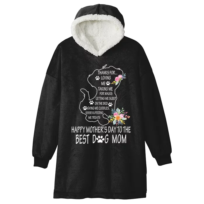 Happy Mother's Day Dog Mom Floral Women Mothers Day T Hooded Wearable Blanket