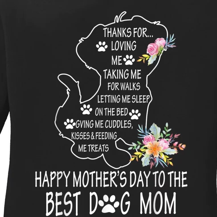 Happy Mother's Day Dog Mom Floral Women Mothers Day T Ladies Long Sleeve Shirt