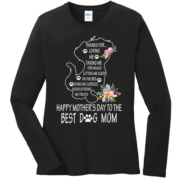 Happy Mother's Day Dog Mom Floral Women Mothers Day T Ladies Long Sleeve Shirt