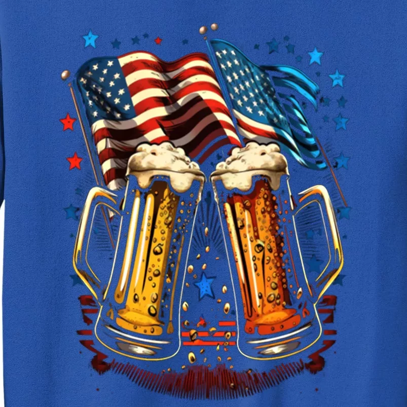 Happy Memorial Day Beer American Usa Flag 4th Of July Great Gift Tall Sweatshirt