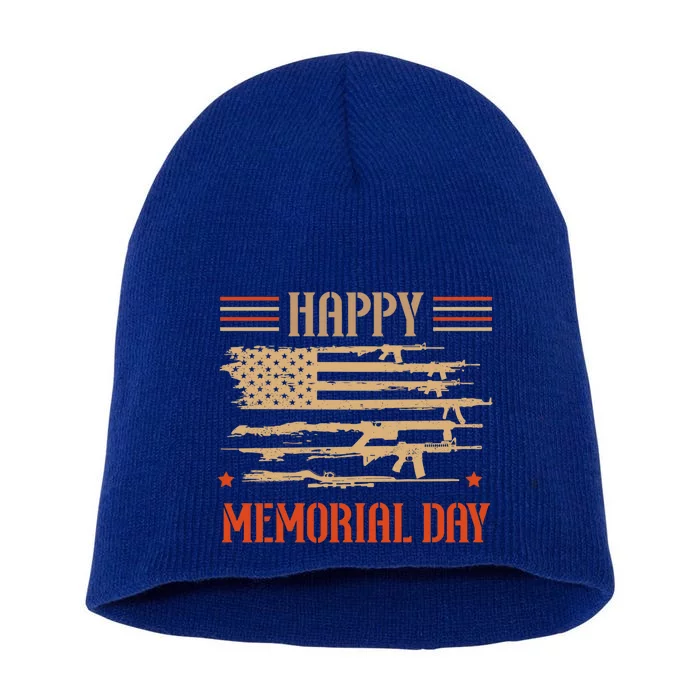 Happy Memorial Day Remembrance Military Combat Veteran Gift Short Acrylic Beanie