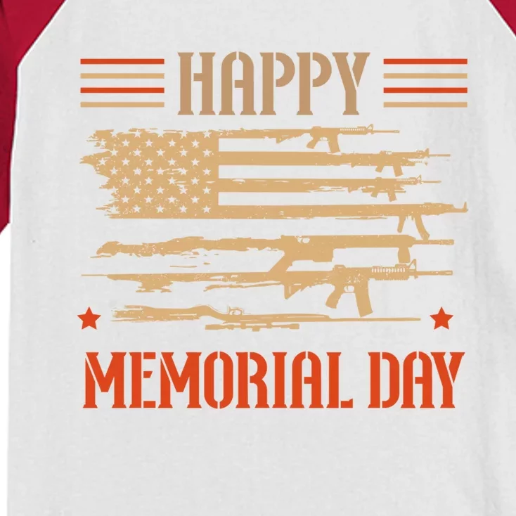 Happy Memorial Day Remembrance Military Combat Veteran Gift Kids Colorblock Raglan Jersey