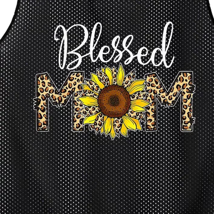 Happy Mother's Day Blessed Mom Sunflower Leopard Mama Mesh Reversible Basketball Jersey Tank