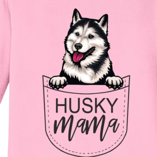 Husky Mama Dog Lover Funny Dog Mom Cute Dog Owner Funny Gift Baby Long Sleeve Bodysuit