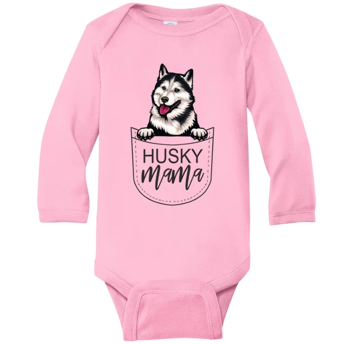 Husky Mama Dog Lover Funny Dog Mom Cute Dog Owner Funny Gift Baby Long Sleeve Bodysuit