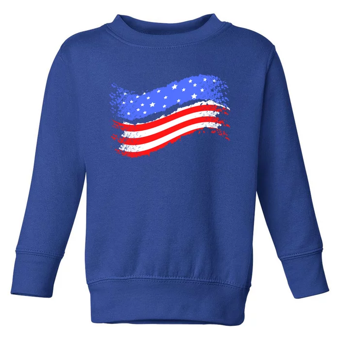 Happy Memorial Day Ribbon Patriotic Flag Gift Toddler Sweatshirt