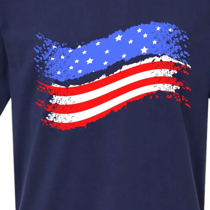 Happy Memorial Day Ribbon Patriotic Flag Gift Sueded Cloud Jersey T-Shirt