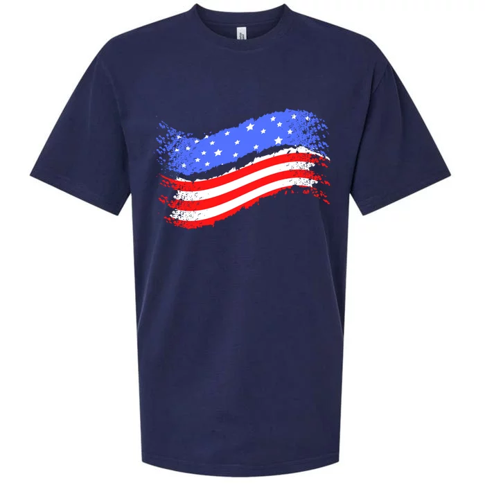 Happy Memorial Day Ribbon Patriotic Flag Gift Sueded Cloud Jersey T-Shirt