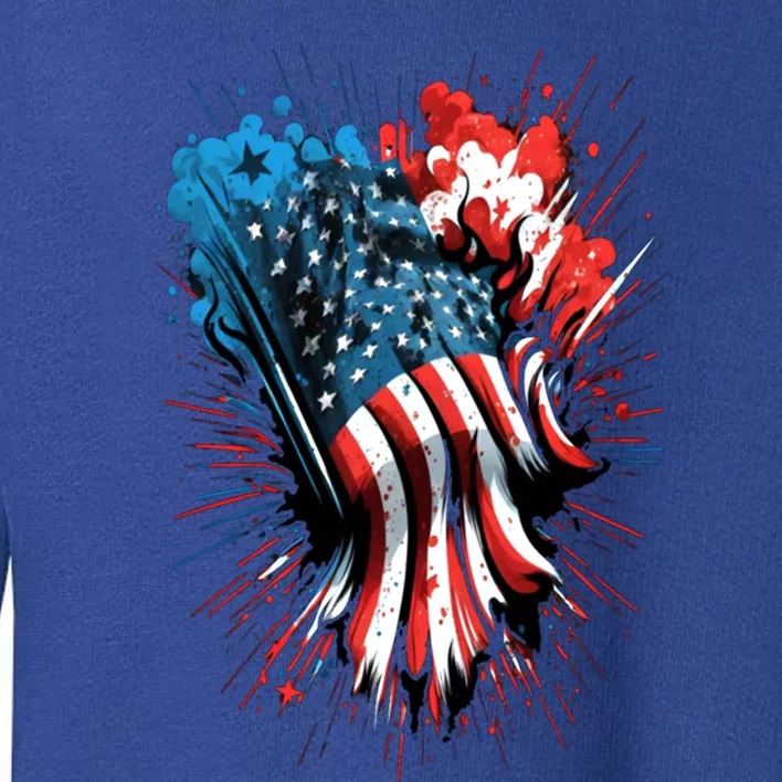 Happy Memorial Day Fireworks American Usa Flag 4th Of July Funny Gift Toddler Sweatshirt