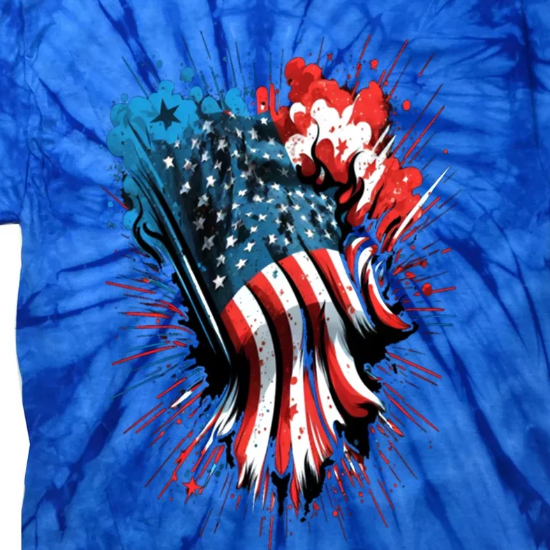 Happy Memorial Day Fireworks American Usa Flag 4th Of July Funny Gift Tie-Dye T-Shirt