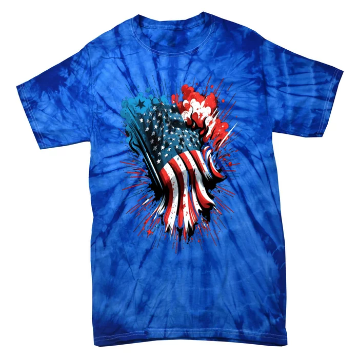 Happy Memorial Day Fireworks American Usa Flag 4th Of July Funny Gift Tie-Dye T-Shirt