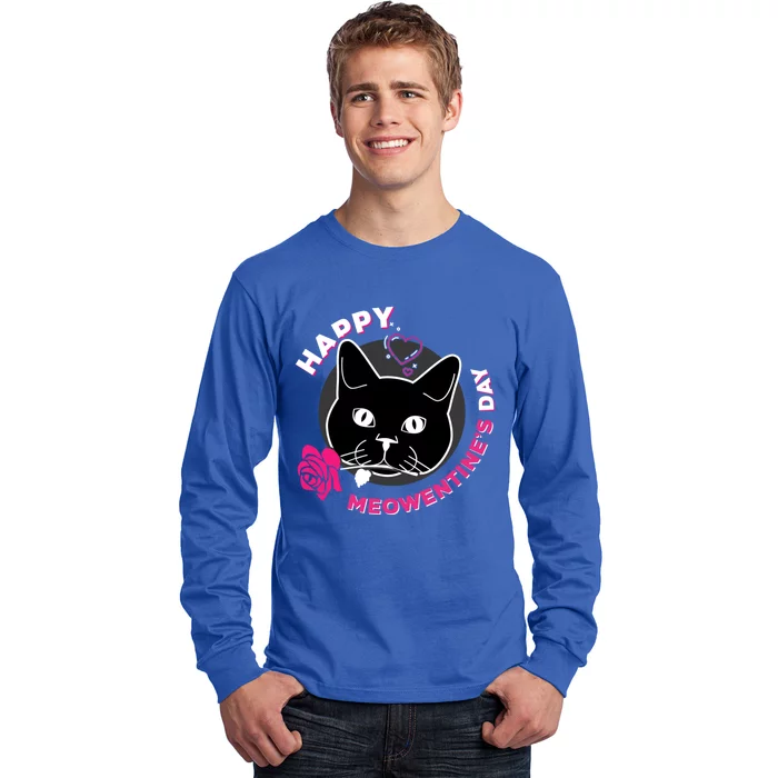 Happy Meowentine's Day Funny Cat Valentine's Day Gift Long Sleeve Shirt