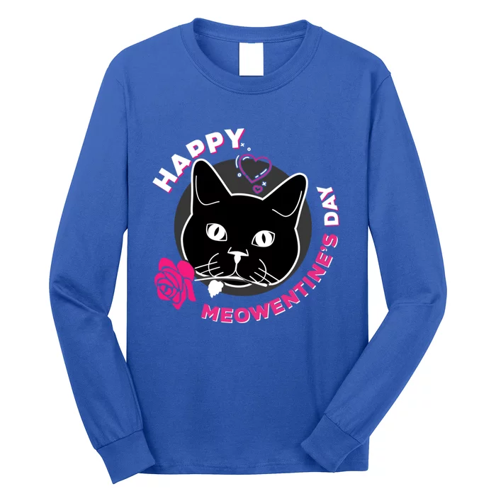 Happy Meowentine's Day Funny Cat Valentine's Day Gift Long Sleeve Shirt