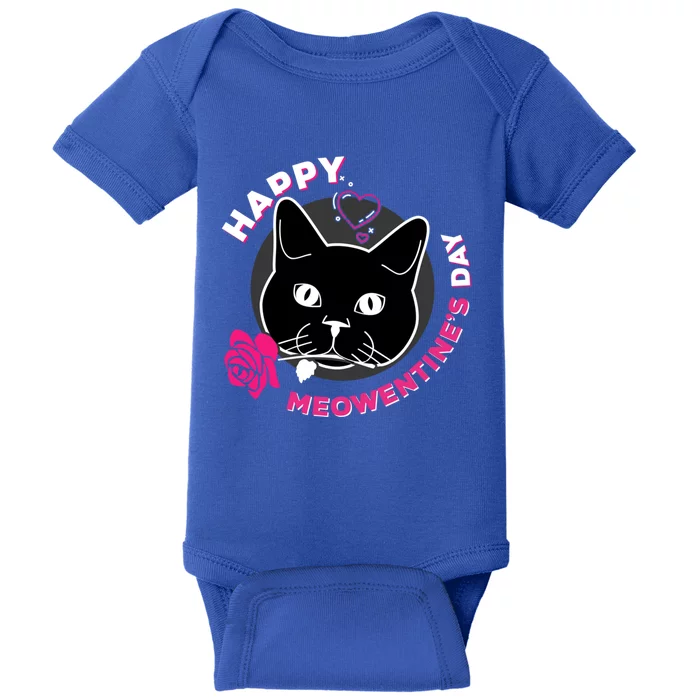 Happy Meowentine's Day Funny Cat Valentine's Day Gift Baby Bodysuit