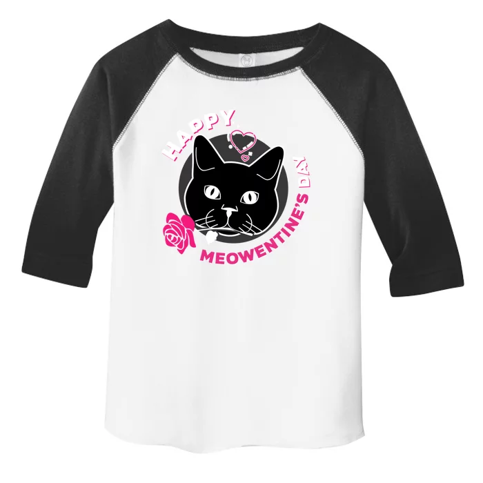 Happy Meowentine's Day Funny Cat Valentine's Day Gift Toddler Fine Jersey T-Shirt