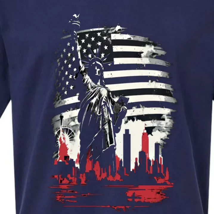 Happy Memorial Day New York Ny City Skyline Usa American Gift Sueded Cloud Jersey T-Shirt