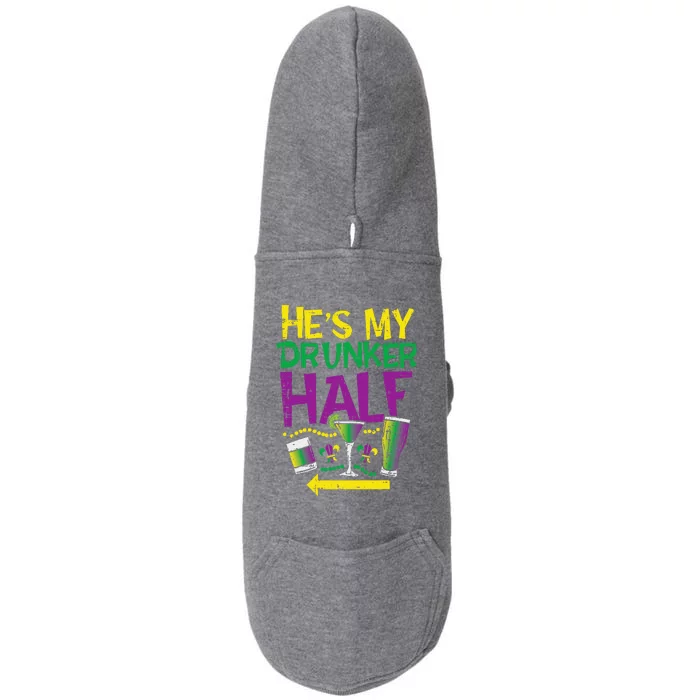 HeS My Drunker Half Matching Couple Friend Mardi Gras Doggie 3-End Fleece Hoodie