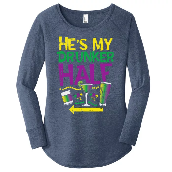 HeS My Drunker Half Matching Couple Friend Mardi Gras Women's Perfect Tri Tunic Long Sleeve Shirt