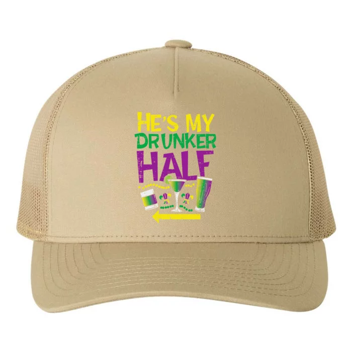 HeS My Drunker Half Matching Couple Friend Mardi Gras Yupoong Adult 5-Panel Trucker Hat