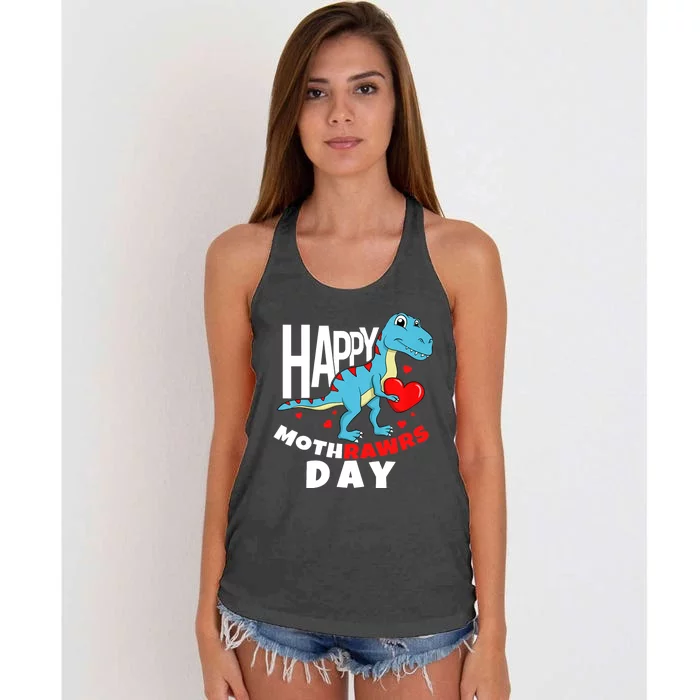 Happy Mother's Day Son For Mom Rawr Trex Dino Boy Women's Knotted Racerback Tank