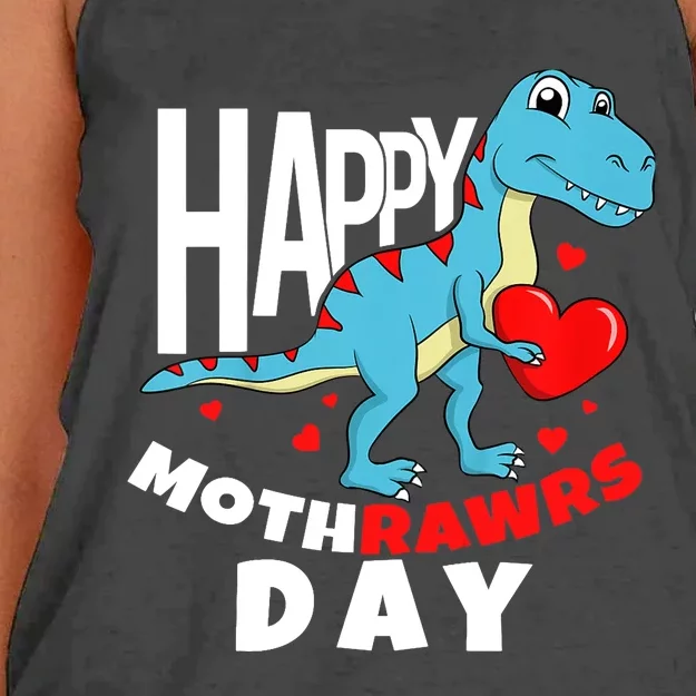 Happy Mother's Day Son For Mom Rawr Trex Dino Boy Women's Knotted Racerback Tank