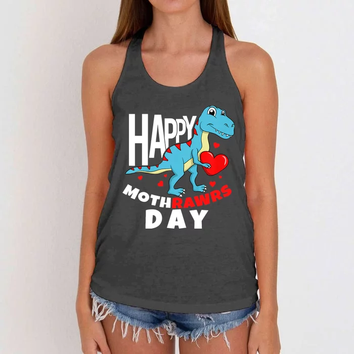 Happy Mother's Day Son For Mom Rawr Trex Dino Boy Women's Knotted Racerback Tank