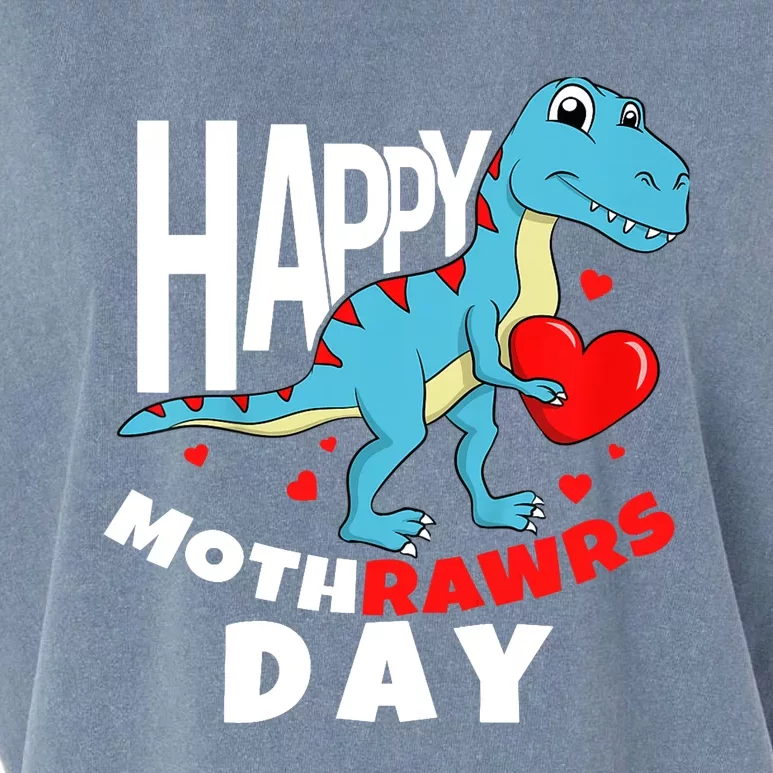 Happy Mother's Day Son For Mom Rawr Trex Dino Boy Garment-Dyed Women's Muscle Tee