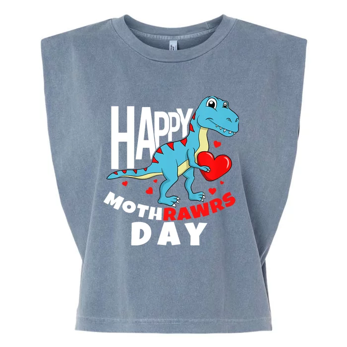 Happy Mother's Day Son For Mom Rawr Trex Dino Boy Garment-Dyed Women's Muscle Tee