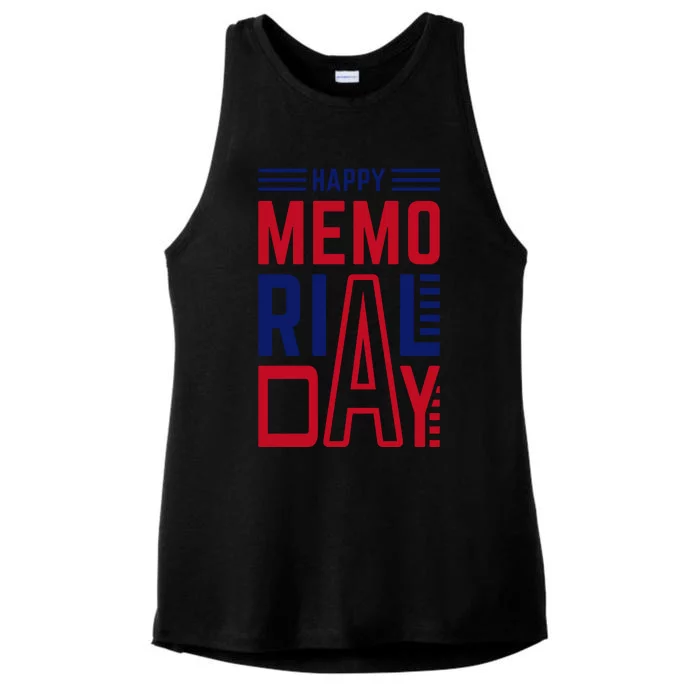 Happy Memorial Day T Ladies Tri-Blend Wicking Tank