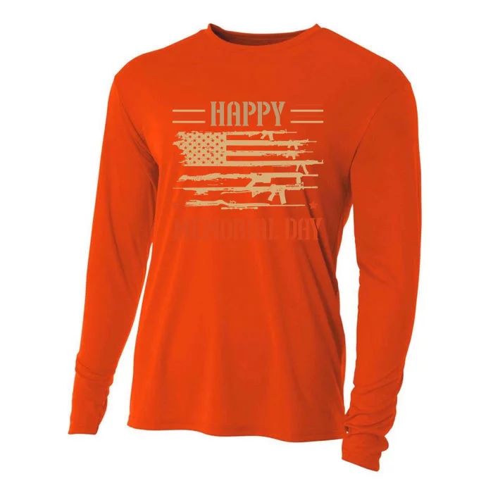 Happy Memorial Day Remembrance Military Combat Veteran Gift Cooling Performance Long Sleeve Crew