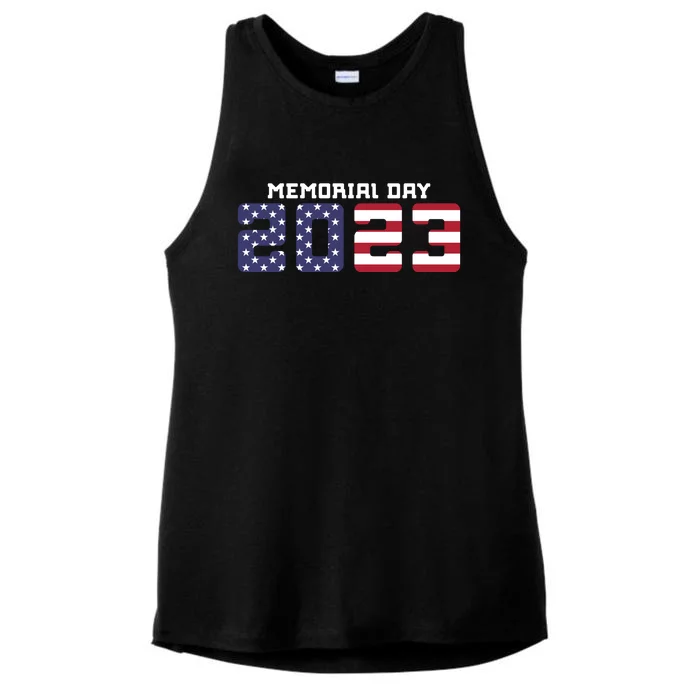 Happy Memorial Day T Ladies Tri-Blend Wicking Tank