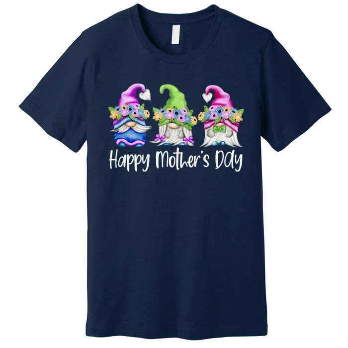 Happy Mothers Day Cute Gnomes Floral For Mom Daughter Premium T-Shirt