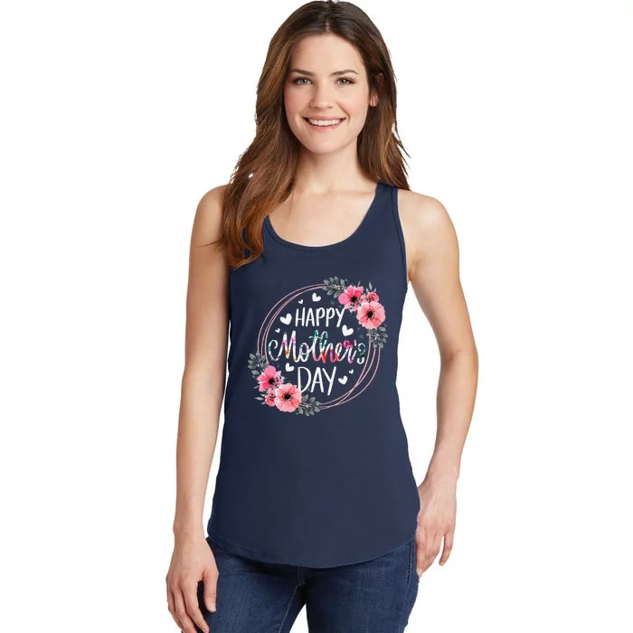 Happy MotherS Day Funny Cute Floral Flower For Mom Grandma Ladies Essential Tank