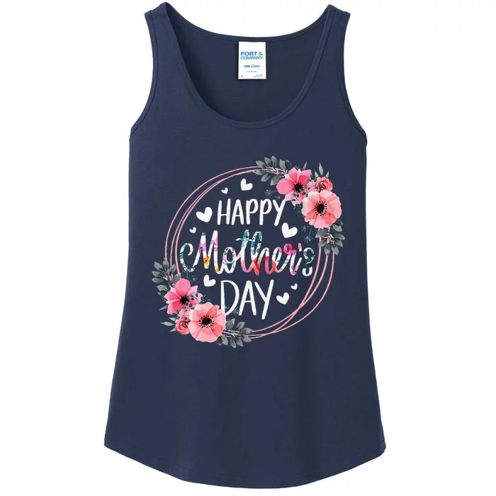 Happy MotherS Day Funny Cute Floral Flower For Mom Grandma Ladies Essential Tank