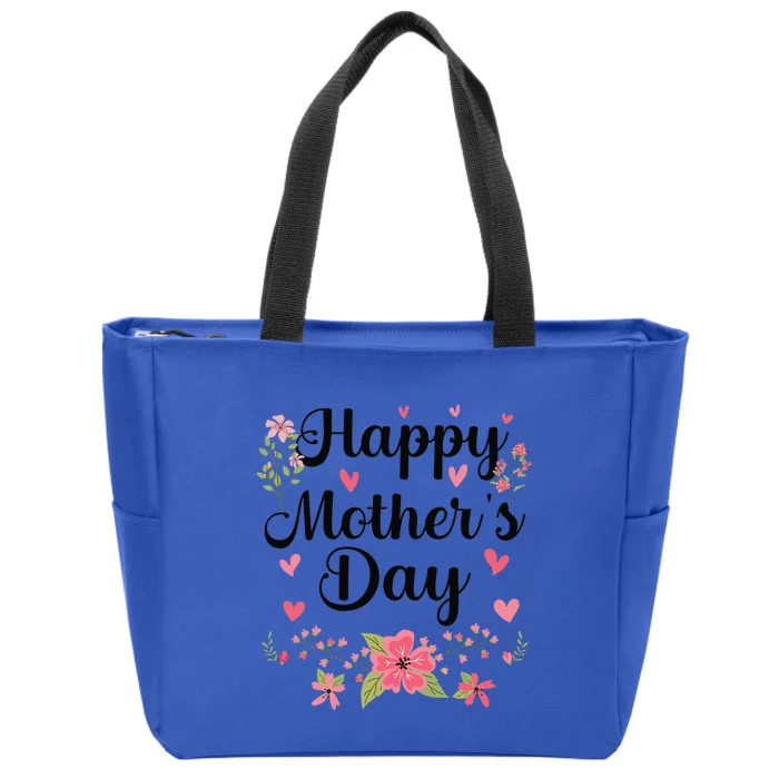 Happy MotherS Day Mommy Cute Floral Women For Mom Grandma Zip Tote Bag