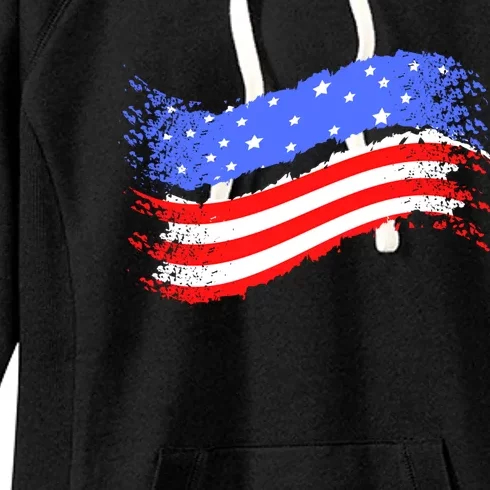 Happy Memorial Day Ribbon Patriotic Flag Gift Women's Fleece Hoodie