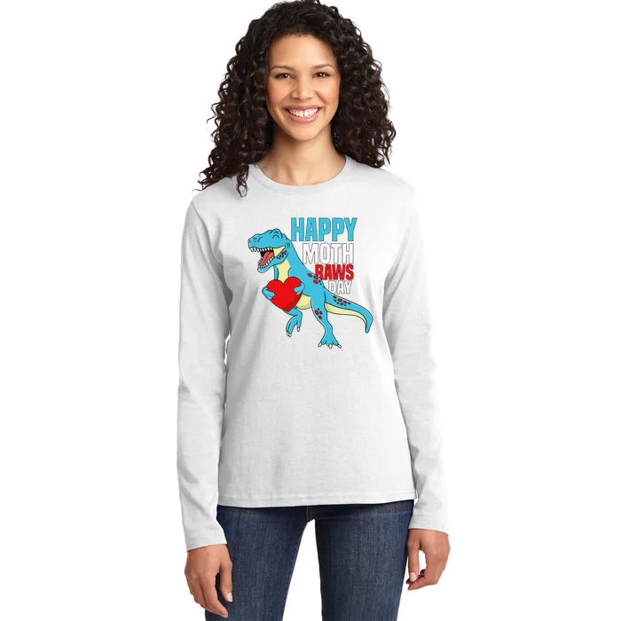 Happy Mother's Day Son For Mommy Rawr Trex Dino Ladies Long Sleeve Shirt