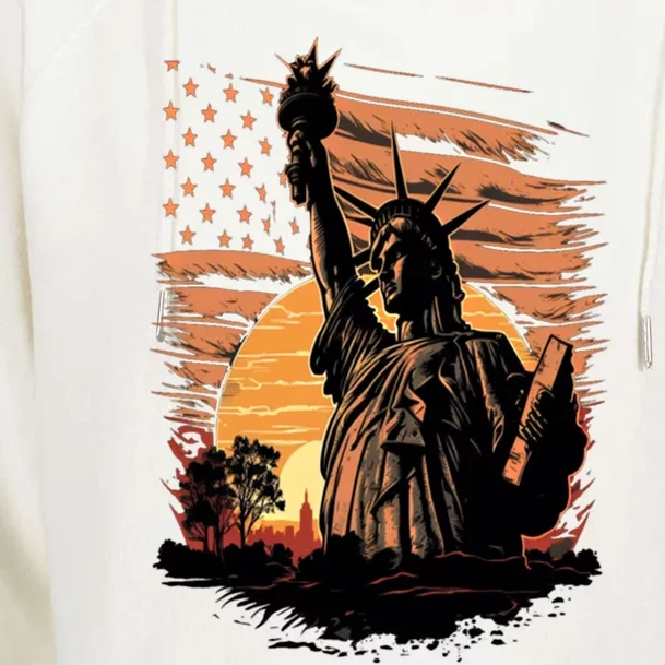 Happy Memorial Day Statue Of Liberty Nyc Usa Flag 4th Of Gift Womens Funnel Neck Pullover Hood